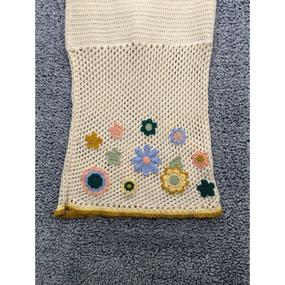Antrhopologie Ghanda Crochet Floral Maxi Skirt Size LG Boho Hippie 90s Festival - Picture 9 of 15